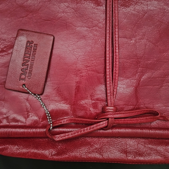 Vintage Domina 100% Red Leather Clutch Purse Bag Strap Details Added Danier Tag. - Picture 12 of 12